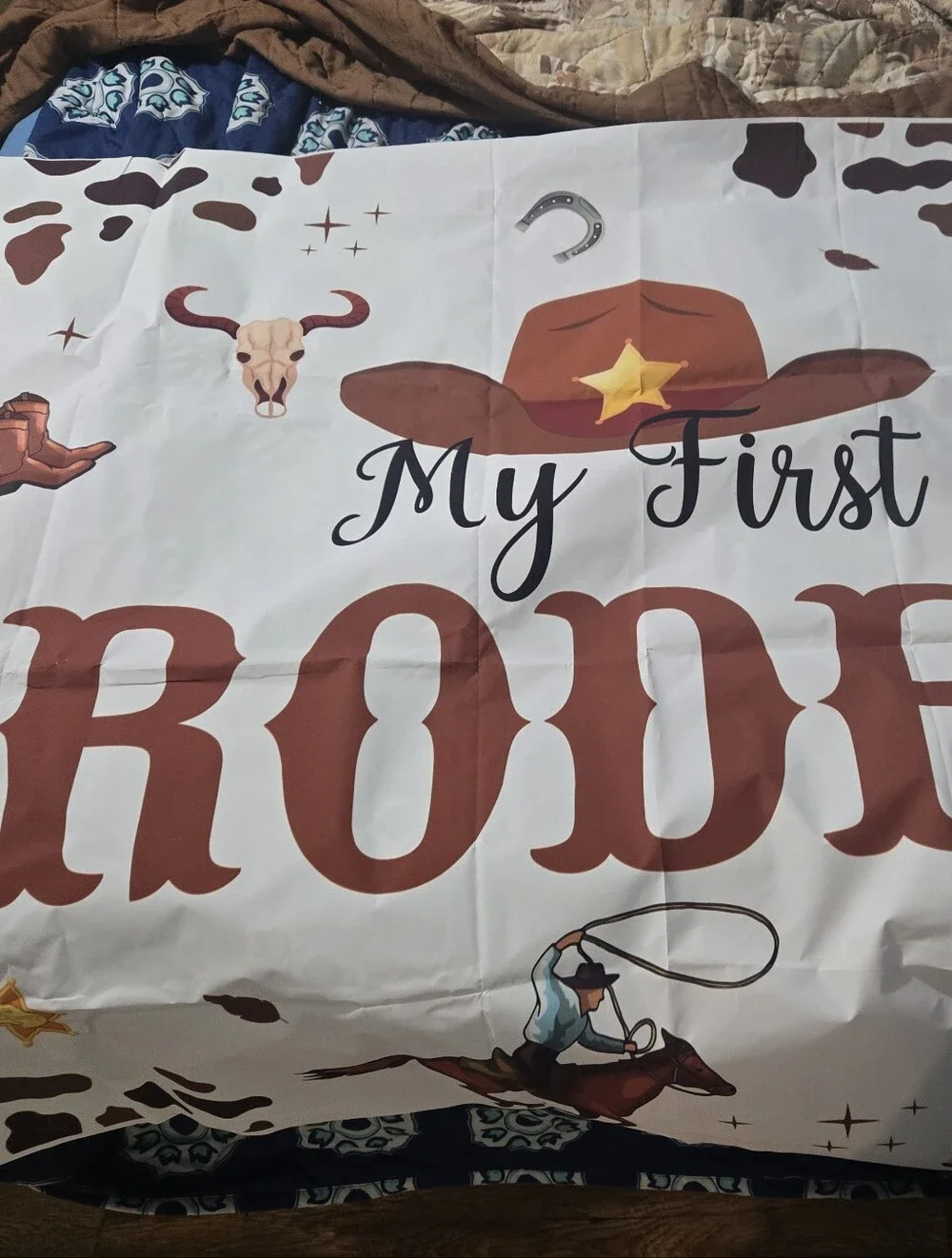 Kids White 'My 1st Rodeo' Birthday Banner And Bandana Bib